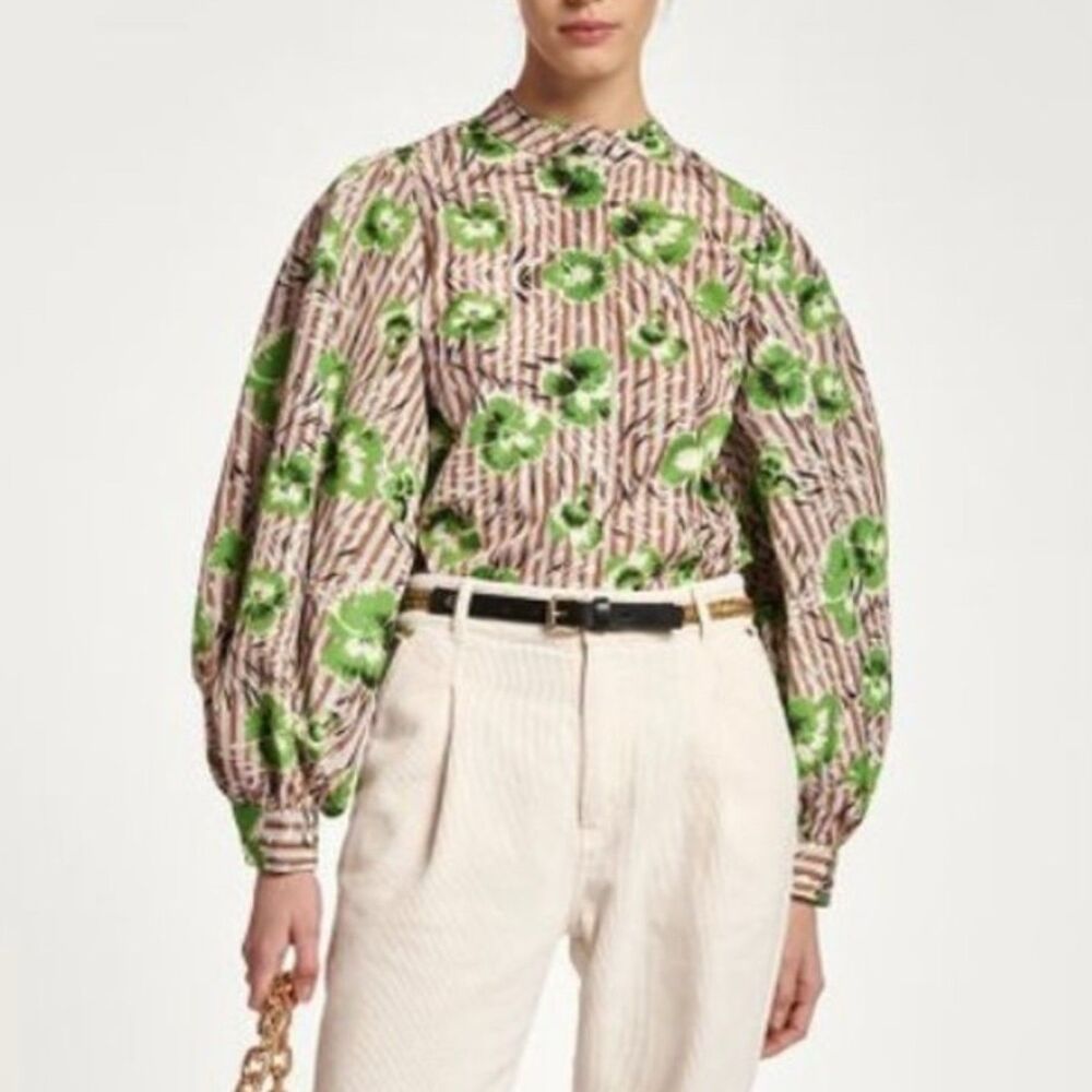 Essential Antwerp Ash Puff Sleeve Shirt Top Size EU 38 US 8/Med